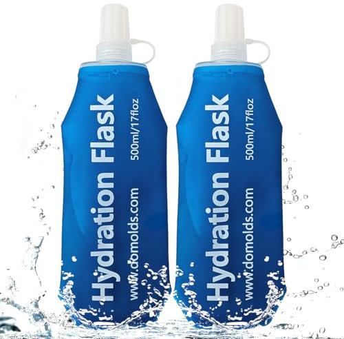 TXSN 500ML Soft Flask, Running Water Bottle Foldable TPU Hydration Flask for Running Hydration Pack Cycling Hiking Marathon, Pack of 2