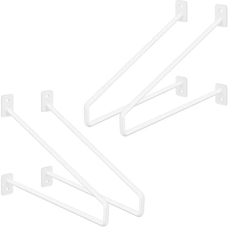 ML-Design 4 Stück Regalhalterung, 265 mm, Weiß, aus Stahl, Haarnadel Regalhalterungen, Schwebe Regalwinkel, Hairpin Wandhalterung, Regalträger für Wandmontage, Industrielles Wandregal, Wandkonsole