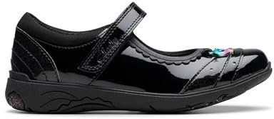 Clarks Relda Spark K. Oxford Ballerine Bambina, Vernice nera, 1.5 UK Child X-Wide