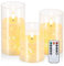 Lewondr Velas sin Llama Parpadeantes, Velas LED Realistas con Mando a Distancia y Temporizador, Set de 3 Velas a Pilas para la Decoración Navideña de Bodas y Cumpleaños en Casa, Blanco