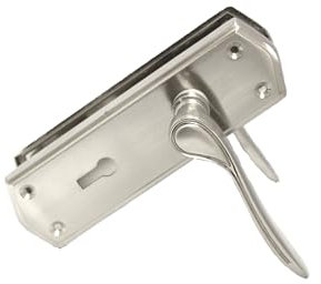 Premium Satin Nickel Internal Lock Door Handles with Long Back Plate and 3 Lever Mortise Sash Lock - Stellar Design, (1 Pair of Lock Handles)