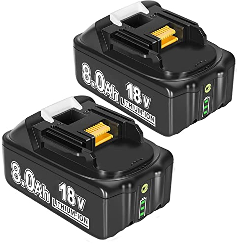 2 Stück 8.0Ah Li-ion Akkus Ersatzakku für Makita Akku 18V Kompatibel mit Makita18V Akku BL1860B BL1855 BL1840 BL1830 BL1835 BL1820B BL1815 18V 8000mAh Akku mit LED Indikator (8000mAh-1)