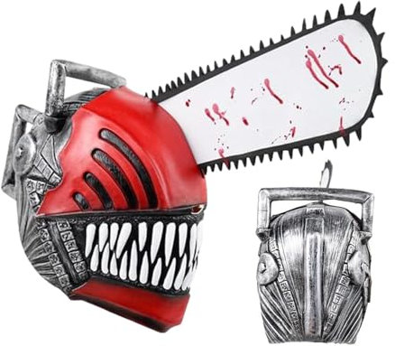 Disfraz de motosierra de Anime para Halloween, máscara de cabeza completa, accesorios para fiesta | Casco de hombre motosierra para cosplay de Halloween,Máscara de hombre motosierra,Cubierta facial