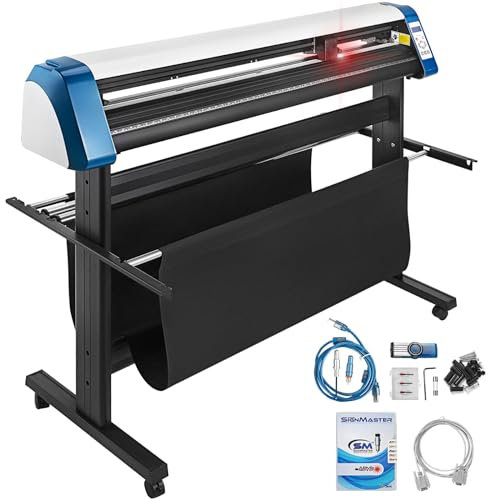 VEVOR Schneidegerät 135 cml Vinyl Cutter Halbautomatische DIY Vinyl Drucker Schneidemaschine Manuelle Positionierung Zeichen schneiden mit Bodenständer Signmaster Software