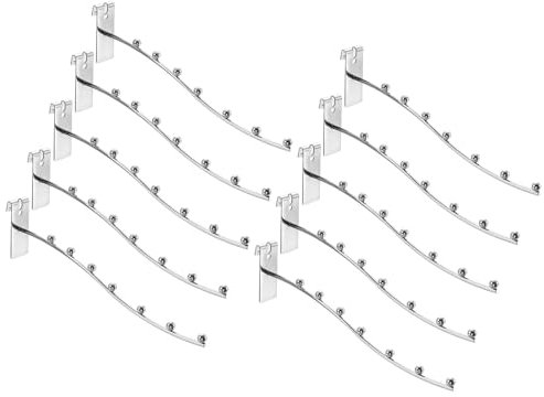 sourcing map 5Pcs 10 Gridwall Waterfall Hooks, 7 Ball Metal Display Hangers, Wire Grid Wall Accessories for Home, Clothing Retail Shop, Silver