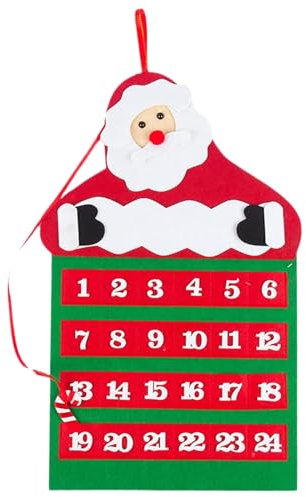 ccuzs Interaktiver Adventskalender Urlaub Countdown Kalender Filz Weihnachten Countdown Kalender 2024 Stoff Adventskalender mit 24 Taschen für Home Decor