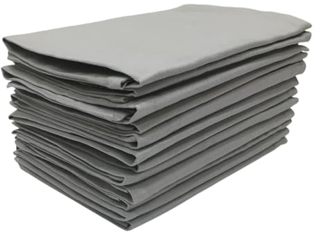 Penguin Home Set of 12 Reusable Cloth Napkins 45 x 45 cm (17X17) 100% Cotton, Solid Dyed Twill Weave, Soft and Durable, Perfect for Hotels, Restaurants & Events - Dark Melange,Machine Washable