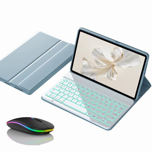 JZCZMCE Custodia con Tastiera per Honor Magic Pad 2 (12.3), Tastiera Retroilluminazione Magnetica Staccabile Senza Fili con Mouse Bluetooth,Blu