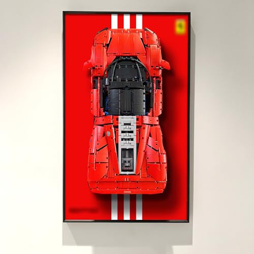 WETCEAOM Pannello da parete per Lego Technic Ferrari Daytona SP3 42143, modello di auto da corsa in scala 1:8, compatibile con Lego F1, idee regalo per appassionati di montaggio a parete per auto