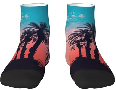 EdWal Herren-Socken mit Palmen-Sonnenuntergang-Druck, feuchtigkeitsregulierend, Crew-Socken für Männer und Frauen, Geschenke für Golf, Jagd, Camping, 1 Schwarz, Einheitsgröße