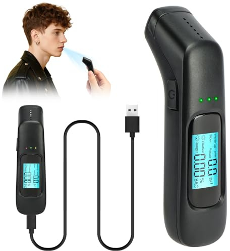 Flintronic Alkoholtester Polizeigenau, Professioneller Alkoholmessgerät mit LCD-Anzeige, Tragbarer Atemtest für Persönliche und Berufliche Nutzung, Wohnungen, Restaurants, Bars