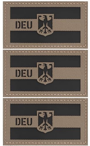 Deutschland Abzeichen 3er Set, Reflektierendes Taktisches Patch mit Hakenfläche,Laser Cut Adler Aufnäher für Rucksack, Jacke, Uniform, Outdoor Kleidung,Aufnäher für Männer im Militärstil