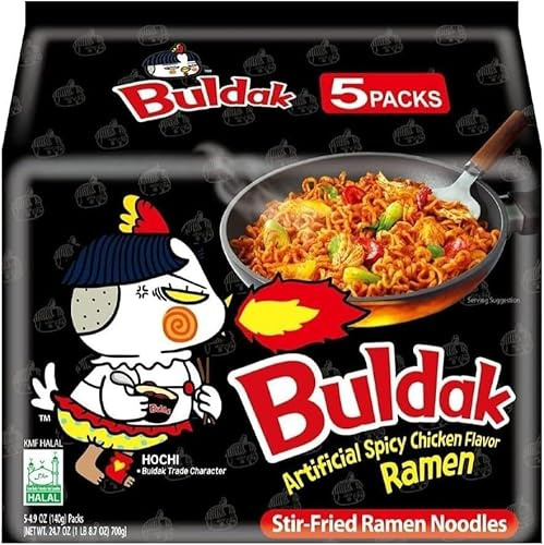 Bulldak Hot Chicken Ramen - 140g (Pack of 10) | Spicy Korean Noodles for Heat Lovers | Extreme Spiciness | Quick & Easy Meal | Authentic Korean Flavor | Bold & Addictive