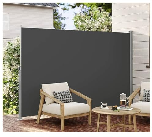 Ausziehbare Seitenmarkise aus Aluminium, für den Außenbereich, 180 x 400 cm, Sonnenschutz, Seitenrollen für Balkon, Terrasse, Garten, Beige 160 x 450 cm