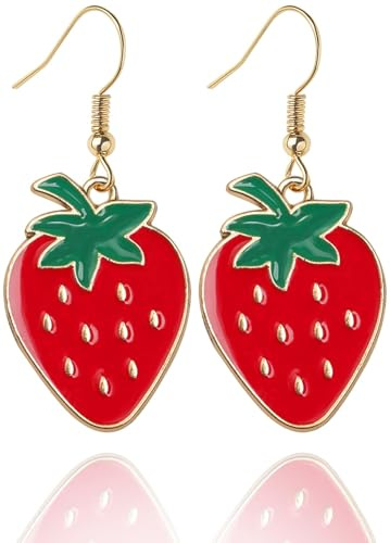 Erdbeer ohrringe, Erdbeer Ohrringe Damen, Erdbeere Süße Ohrring, Schmuck Geschenke für Mädchen und Frauen