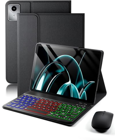 pour Lenovo Idea Tab (2025 TB336ZU/TB336FU)/ Lenovo Tab M11 (2024 TB330FU/TB330XU) 11 Pouces Coque avec Bluetooth sans Fil Français (AZERTY) Clavie Rétroéclairé Souris,Éclairage Arrière Keyboard Case