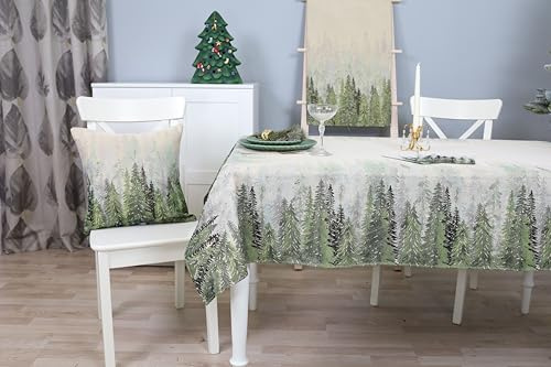 Tischdecke 140x180 cm Jacquard-Gobelin – Wald, Tischtuch, Tischdeko | Gewebte Tischdecke aus Jacquard-Gobelin, waschbar 30 °C – formstabil, farbecht, für Alltag und Festtafel