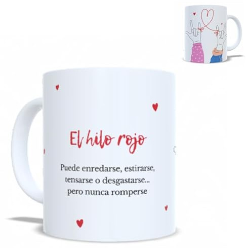Tazas de Cerámica para Novios | Tazas Originales para Regalar San Valentín | Regalo Pareja, Novio y Novia | Regalos Originales para Parejas (El hilo roj)