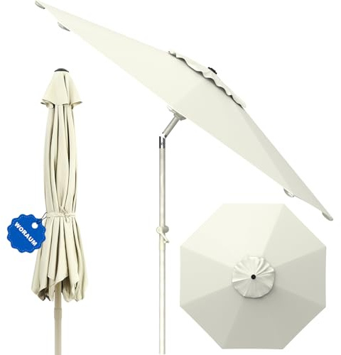 WoRaum Parasol de Jardin Exterieur,Inclinable avec 8 Baleines,Manivelle,Parasol Deporte en Aluminium,Protection Solaire UPF 50+, Idéal pour Terrasse, Piscine, Balcon,Marron