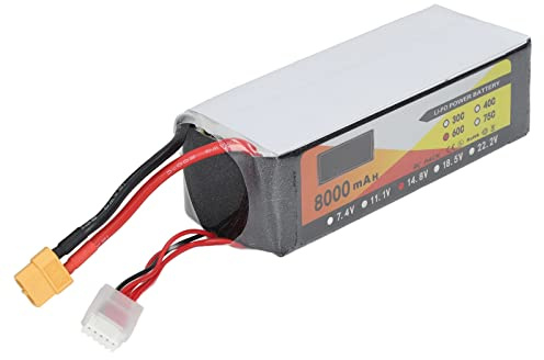 Batterie Lipo 14.8V 8000mAh 60C 4s avec Prise XT60, Accessoire de Remplacement pour Voiture de Course H210 RC Quadcopter