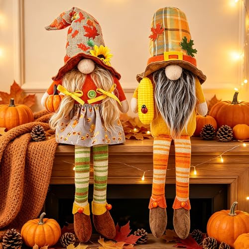 LYPPUL HerbstDeko Wichtel, 2 Stück Herbst Dekoration Wichtel Figuren, Herbst Deko wichtel Puppen, Gesichtslose wichtels herbstdeko Für Home Wohnzimmer Erntedankfest herbstdeko Innen
