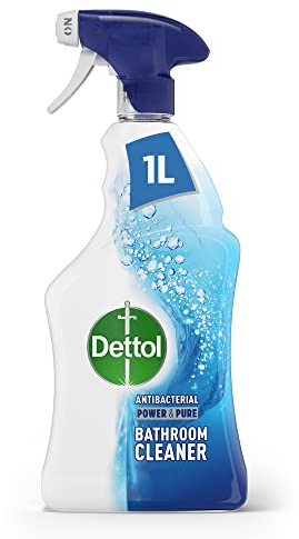 Dettol Power and Pure Antibacterial Bathroom Cleaner Spray, Limescale and Stain remover, Kills 99.9 Percent of Bacteria, 1 L,Package may vary