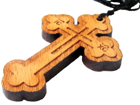 IconsGr Christlich-orthodoxe religiöse Anhänger Halskette mit Holzkreuz / 60, Holz