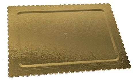 Vassoio Rettangolare Ala Oro in Cartone - Piatto Sottotorta con smerlo Rigido - portatorta - Ideale per Il Trasporto di Torte e Dolci (40x30cm)