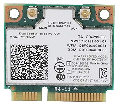 Bewinner Carte sans Fil Double Bande Universelle 2,4G+5G pour 7260Ac 867Mbps Bluetooth 4.0 Réseau Prise en De La Carte WiFi 802.11ac/a/b/g/n pour 16F4 16Gc 1763