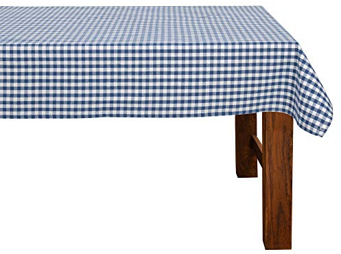 FILU Tischdecke 140 x 140 cm Blau/Weiß kariert (Farbe und Größe wählbar) - hochwertig gefertigtes Tischtuch aus 100% Baumwolle