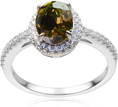 Tingle Alexandrit Ringe Edlen Schmuck für Frauen Farbwechsel Edelstein Verlobungsring Sterling Silber Oval Stein Ring