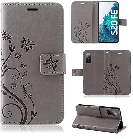 betterfon Hülle Kompatibel mit Samsung Galaxy S20 FE | Klapphülle Schutzhülle mit Kartenfächer Kompatibel für Galaxy S20 FE | Magnetverschluss Klapphülle | Grau