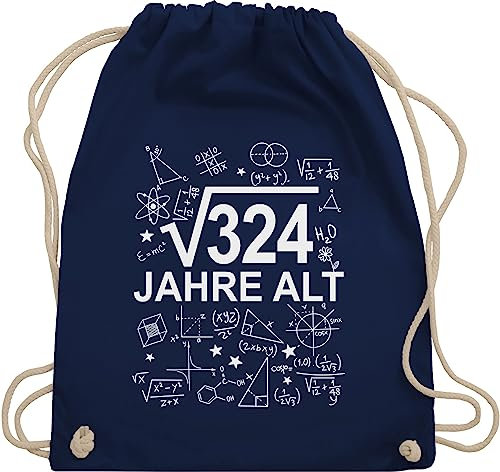 Shirtracer Turnbeutel Rucksack - 18. Geburtstag - (Wurzel 324) Achtzehn Jahre alt weiß - Unisize - Navy Blau - geschenke für freundin zum 18 junge geschenk zocker 324 beutelrucksäcke besonderes