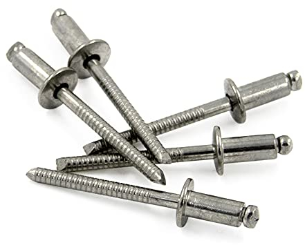 PROTECH 100 Stück Blindnieten 6,4x12 mit Flachkopf DIN 7337 V2A rostfreier Edelstahl A2 Popnieten Nieten Blindniet ISO 15983