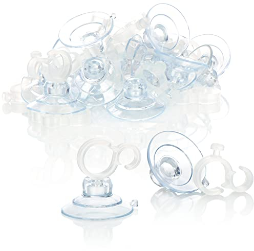 com-four® 20x Supporto a Ventosa con Gancio a Clip - Ventose in Plastica Multiuso con Ganci per Appendere Asciugamani, Lucine e Decorazioni (transparente)