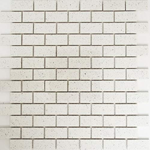 Mosaik Fliese Quarz Komposit Kunststein Brick Artifical weiß MOS46-0104_f