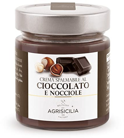 Agrisicilia Crema spalmabile al Cioccolato e Nocciole, crema da spalmare, 200 grammi