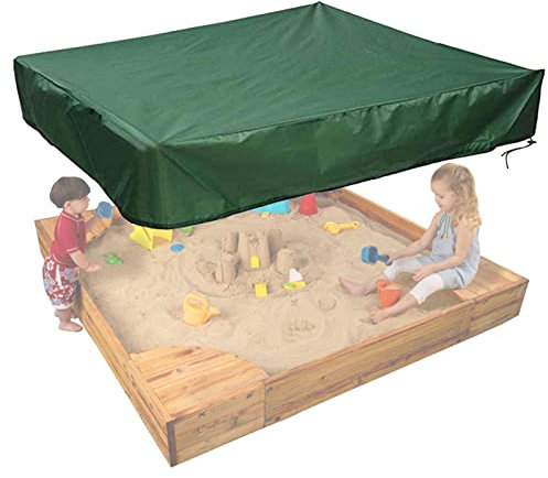 Sandbox Cover Square 200x200cm Garden Furniture Covers Waterproof, swimming pool Cover, for Children Sandpit Covers 210D Oxford Fabric for Protects Sand and Toys Green