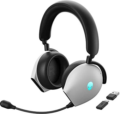 Alienware AW920H Tri-Mode Wireless Gaming Headset - Dolby Atmos Virtual Surround Sound, Active Noise Cancelling, AI-Driven Noise-Cancelling Microphone, USB-C Wireless Dongle - Lunar Light