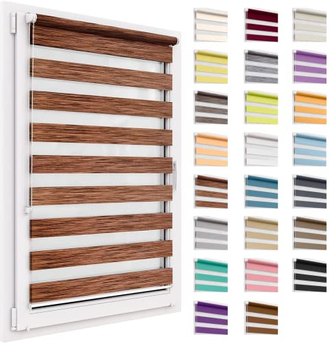 Doppelrollo ohne Bohren, 48x150 cm Stoffgröße, Duo Rollo Klemmfix, Easyfix, lichtdurchlässig und verdunkelnd, Day&Night, Klemmrollo Sonnenschutzrollo Fensterrollo für Fenster & Türen