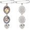 URROMA Hochzeitsstrauß Foto-Charms, 2 Stück, silberfarben, Gedenkfoto-Anhänger, Spitze, oval, Herz-Anhänger, Foto-Anstecknadel, Brosche für Braut, Blumenstrauß