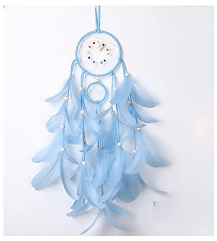 Egurs Traumfänger Handgefertigt Dreamcatcher Feder Traumfänger Boho-Stil Wandkunst Dream Catchers für Wandbehang Wohnkultur Ornamente Handwerk Dekoration blau