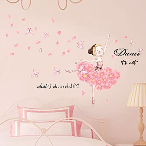 Adesivi Murali Ballerina Girl Scritte Adesive per Pareti,Adesivi Murali Bambini,Adesivi Da Parete Camera Da Letto Soggiorno Removibili Decorazione,Wall Sticker