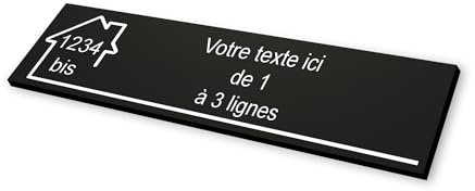 Plaque gravée motif MAISON pour Boite aux Lettres autocollante 10x2,5cm STANDARD personnalisable - 1 à 3 lignes sans frais supplémentaires + Numéro - noir