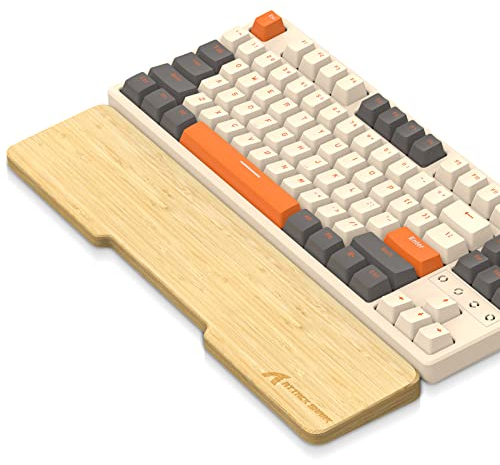 Attack Shark 87 Keys Natural Bamboo Wrist Rest,Ergonomic Keyboard Wrist Support for Improved Typing Gaming Comfort,Eco-Friendly,Moisture-Resistant,Wood Feel,Non-Slip,for 75%/80% Layout Quiet Keyboard