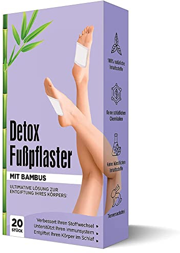 Detox Fußpflaster, 20 Stück Entgiftungspflaster Füße Fußpflege-Pads Hochwertige Fusspflaster zur Entgiftung Vitalpflaster Bambus Pflaster