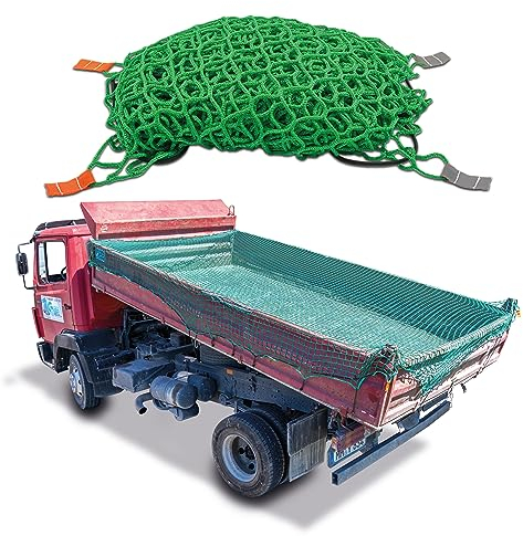 CargoVA® Anhängernetz 3x4M [DEKRA Geprüft] - Hängernetz mit Gummiseil und Eckenmarkierung - zur perfekten Ladungssicherung