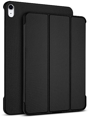 Haobobro Karbonfaser Textur Case - Hülle für iPad 2022 (10. Generation) 10,9 Zoll - Handgefertigtes Case, extra Dünn, stoßfeste Schutzhülle, Standfunktion - iPad 10 Smart Folio Cover in Schwarz