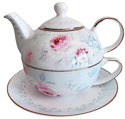CAPIJIONG Bone China English Coffee Mug Set Tea Set European Tea Zizi Pot Vintage Mugs Suitable for office home restaurant cafe teahouse lounge-Rose Manor, 500ml-1000ml