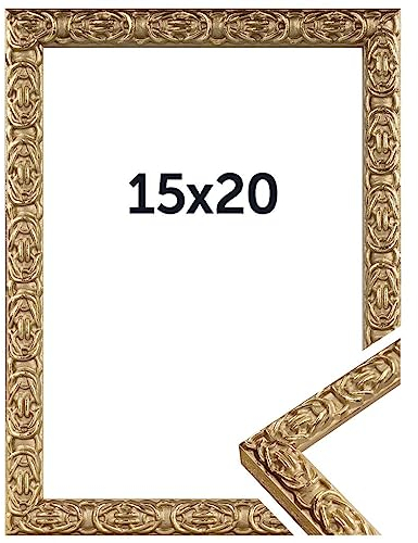 DÖRR Bilderrahmen Ornament - Vintage Style - Echt Glas - Massiv Holz - Made In Italy gold 15x20